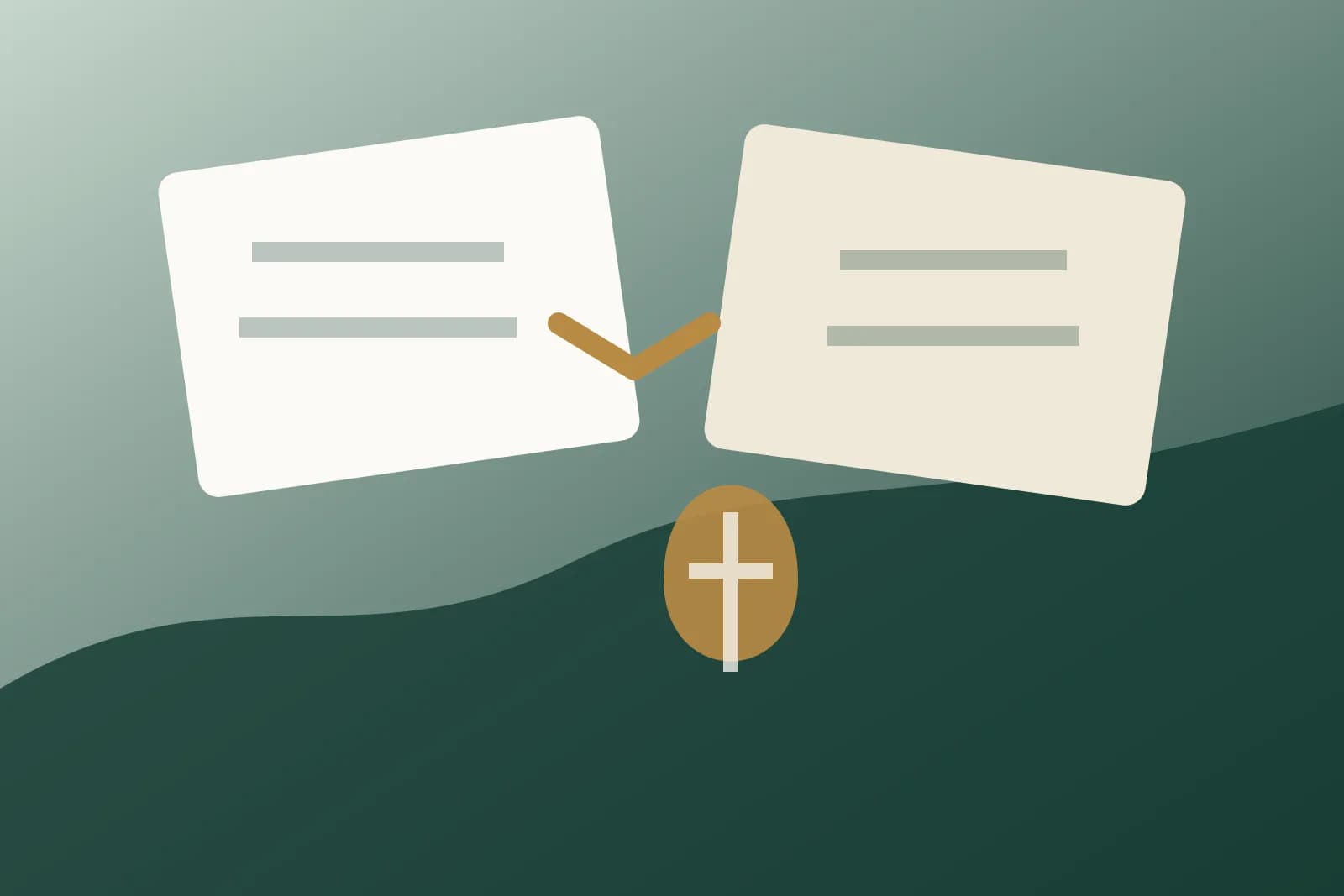 Illustration éditoriale de documents de travail et d'un échange autour de la traduction des dossiers sur l'eau.